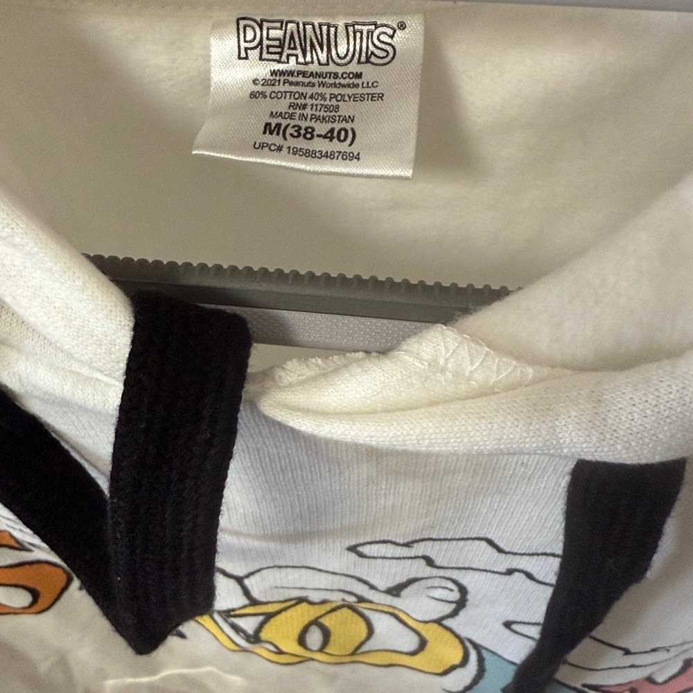 Peanuts Snoopy White Hoodie with Black Accents. M(38-40) NWT - Picture 6 of 7